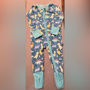 Dinosaur Print Baby Onesie with Zipper bamboo